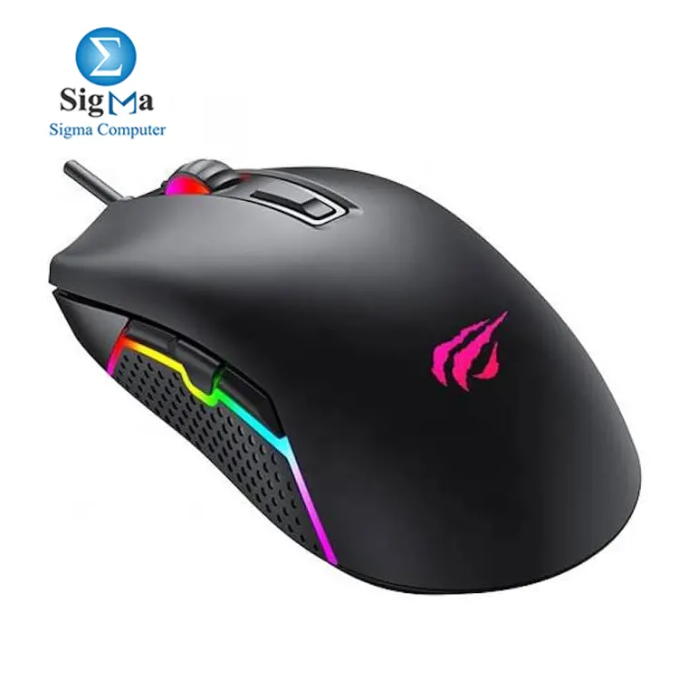 HAVIT Gamenote MS1010  Wired RGB gaming mouse with 1200-3600 DPI  7 programmable buttons  ergonomic design  and 3M click durability
