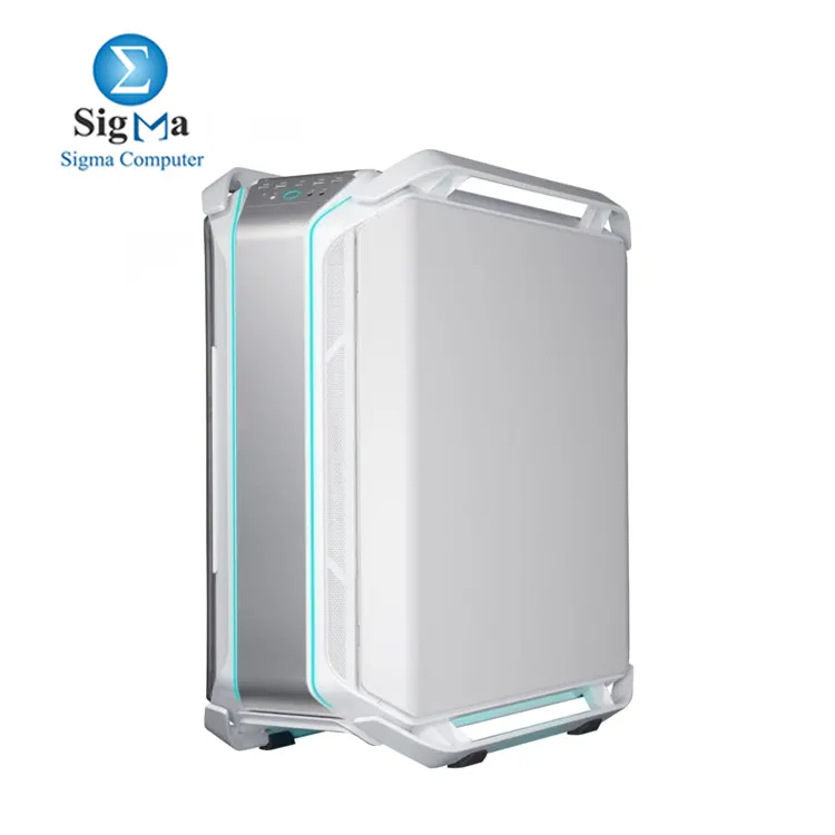 Cooler Master Cosmos C700M White Edition: Full tower case with E-ATX support, tempered glass, USB-C, 4x USB 3.0, vertical GPU mount with PCIe 4.0 riser, ARGB lighting, and 420mm radiator support