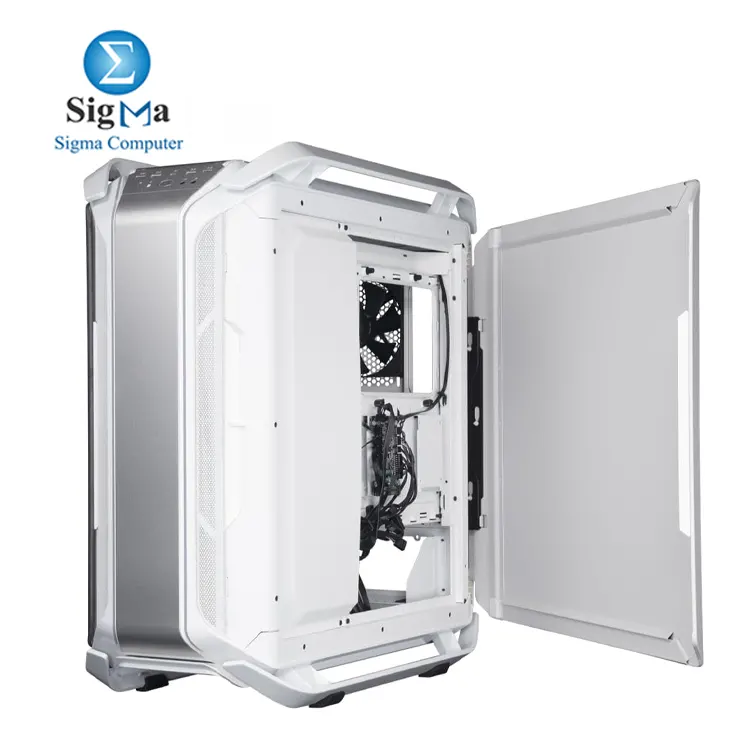 Cooler Master Cosmos C700M White Edition: Full tower case with E-ATX support, tempered glass, USB-C, 4x USB 3.0, vertical GPU mount with PCIe 4.0 riser, ARGB lighting, and 420mm radiator support