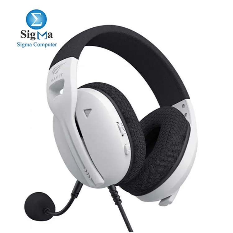 Havit Fuxi-H5D WHITE Gaming Headset offers high-definition stereo sound, comfortable adjustable design, noise-canceling mic, and versatile USB/3.5mm connectivity.