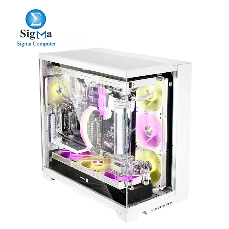 Lian Li O11 DYNAMIC EVO XL White Full-tower case with tempered glass  supports E-ATX motherboards  up to 3x 420mm radiators  11 fans  7 drives  GPU clearance 460mm  dual-chamber design  multiple I O ports.