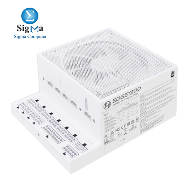 Lian Li EDGE 1300W PSU  L-shape design  80 PLUS Platinum  built-in USB hub  PCIe 5.1  full modular cables  German capacitors  10-year warranty.