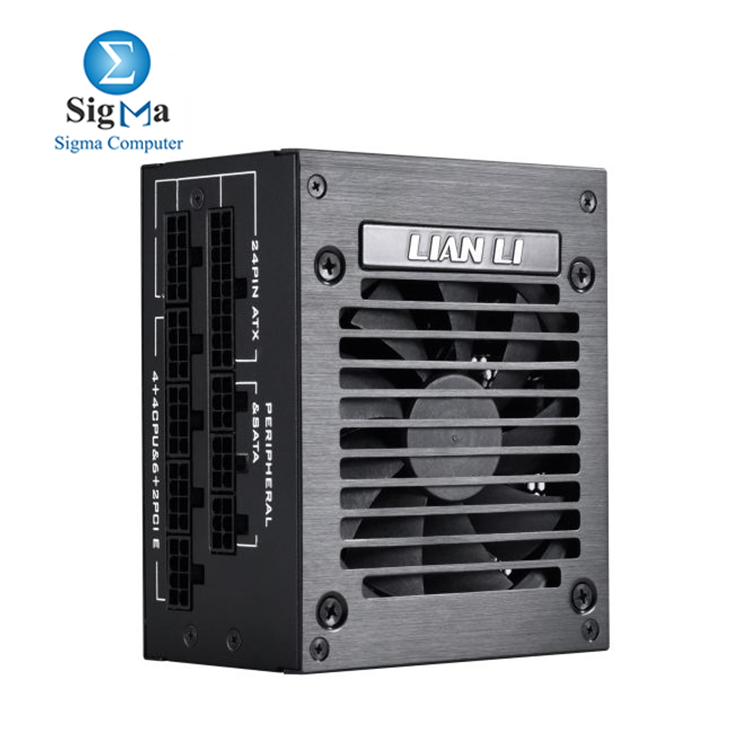 LIAN LI SP750 BLACK  750W fully modular SFX PSU  80 PLUS Gold  zero RPM fan below 40  load  Japanese capacitors  sleek black aluminum housing  5-year warranty.
