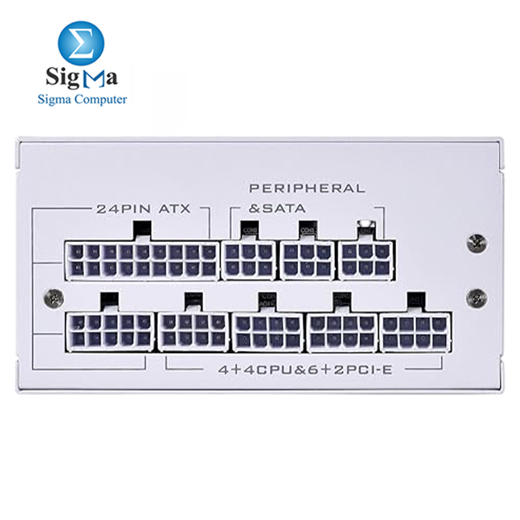 LIAN LI SP750 WHITE: 750W fully modular SFX PSU, 80 PLUS Gold, zero RPM fan below 40% load, Japanese capacitors, 5-year warranty.