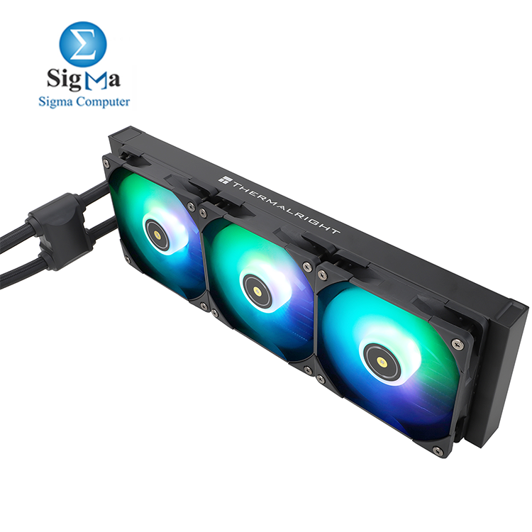 Thermalright Frozen Notte 360 Black ARGB V2 – 360mm liquid cooler with 3×120mm ARGB PWM fans, copper base, 5300RPM pump, S-FDB bearings, supports Intel LGA 1851/1700/1200/115X/2011 and AMD AM4/AM5.