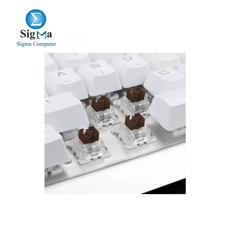 Redragon KG010 – Full-size mechanical keyboard with quiet Brown switches, white LED backlight, anti-ghosting, and durable aluminum construction.