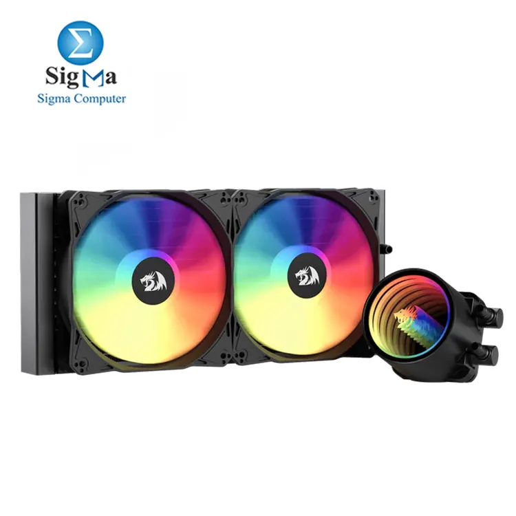 Redragon CCW-3011 ARGB 240mm Dual 120mm PWM ARGB fans quiet ceramic FDB pump infinity mirror design easy install Intel AMD compatible. Redragon CCW-3011 ARGB 240mm Dual 120mm PWM ARGB fans quiet ceramic FDB pump infinity mirror design easy install Intel AMD compatible.