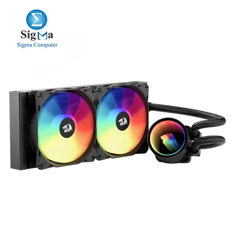 Redragon CCW-3011 ARGB 240mm     Dual 120mm PWM ARGB fans  quiet ceramic FDB pump  infinity mirror design  easy install  Intel   AMD compatible.
