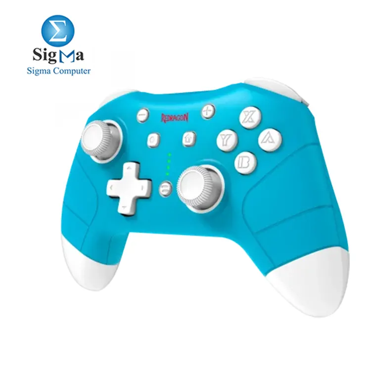 Redragon G815 Blue     Wired gamepad with dual vibration  turbo function  ergonomic design  and wide compatibility with PC  PS4  Xbox One  and Switch.