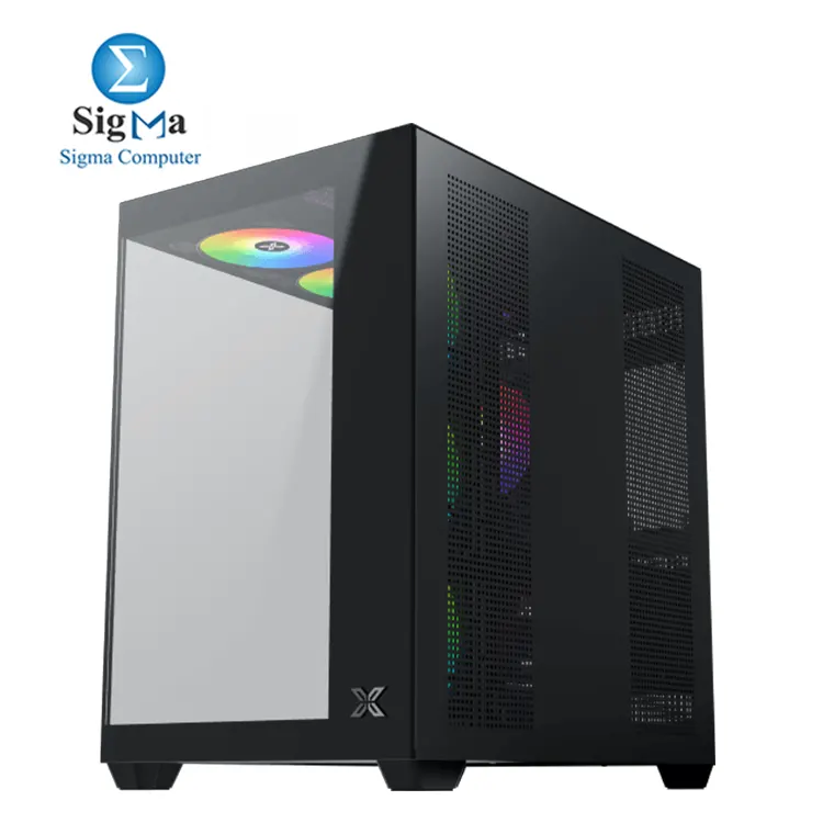 Xigmatek Aqua V Air     ATX case with 410mm GPU support  165mm CPU cooler clearance  360mm radiator support  dual tempered glass  and up to 10 fans.