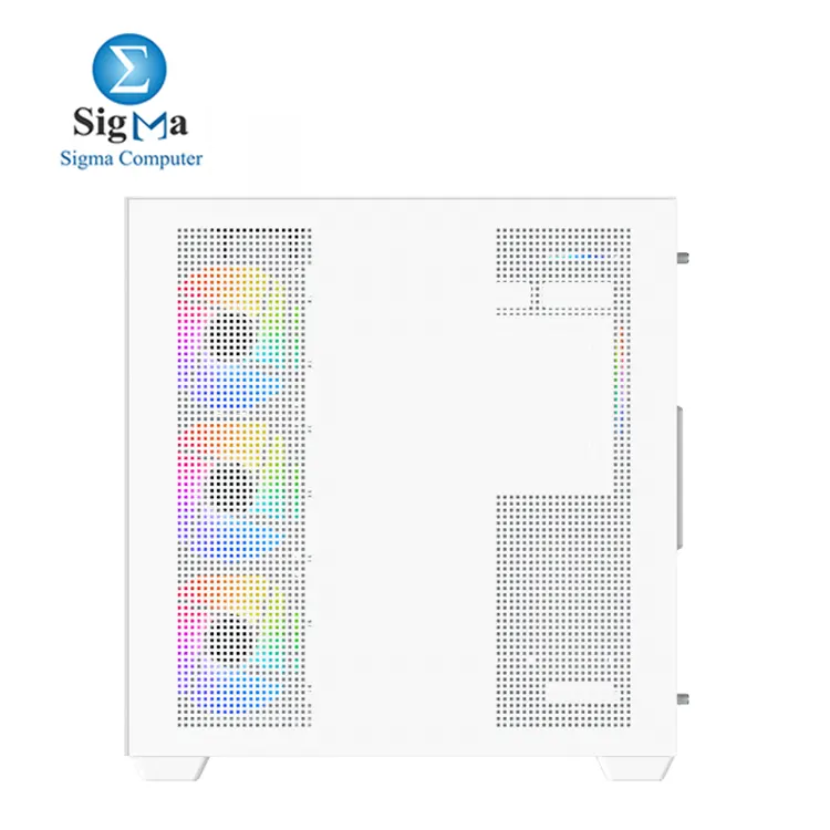 Xigmatek Aqua V Air Arctic  ATX case with 410mm GPU  165mm CPU cooler  360mm radiator support  dual tempered glass  up to 10 fans  USB-C  and 9 expansion slots.