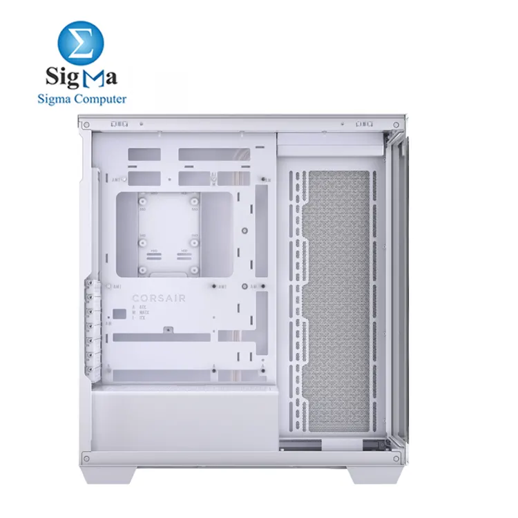 Corsair 3500X White – Mid-Tower case with support for E-ATX motherboards, 425mm GPUs, 360mm radiators, 2x HDD & 2x SSD, USB-C front I/O, and tempered glass panels.