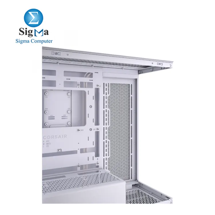 Corsair 3500X White – Mid-Tower case with support for E-ATX motherboards, 425mm GPUs, 360mm radiators, 2x HDD & 2x SSD, USB-C front I/O, and tempered glass panels.
