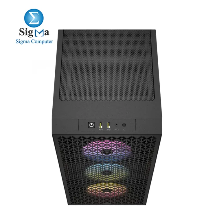 Corsair 3000D RGB AIRFLOW Mid-Tower PC Case — includes 3 AR120 RGB fans, supports up to 8x120mm fans, 360mm GPU & radiator, tempered glass side panel, and high-airflow front panel.