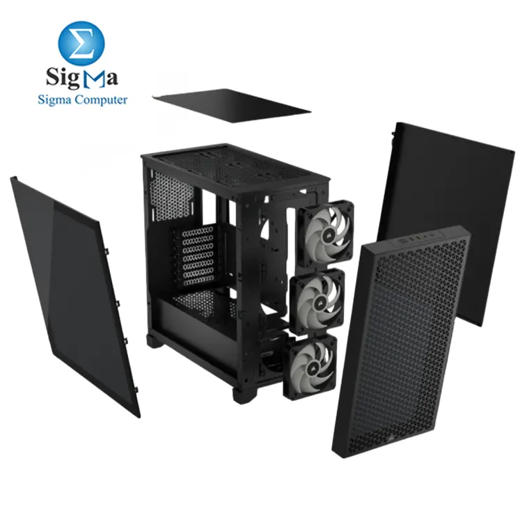 Corsair 3000D RGB AIRFLOW Mid-Tower PC Case — includes 3 AR120 RGB fans, supports up to 8x120mm fans, 360mm GPU & radiator, tempered glass side panel, and high-airflow front panel.