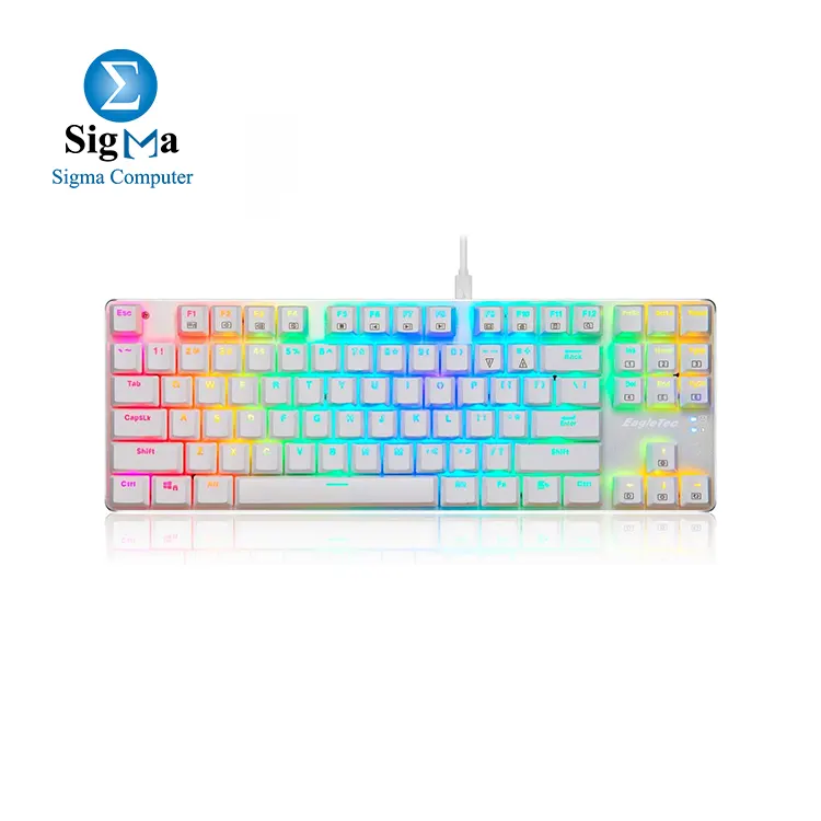 EagleTec KG061-BR RGB LED Backlit Mechanical Gaming Keyboard Low Profile 87 Key USB Keyboard with Quiet Brown Switches for PC Gamer White EagleTec KG061-BR RGB LED Backlit Mechanical Gaming Keyboard Low Profile 87 Key USB Keyboard with Quiet Brown Switches for PC Gamer White