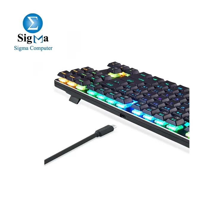 EagleTec KG060-BR RGB LED Backlit Mechanical Gaming Keyboard Low Profile Mechanical Gamers Keyboard 87 Key Metal Mechanical Computer USB Gaming Keyboard for PC Quiet (Black)