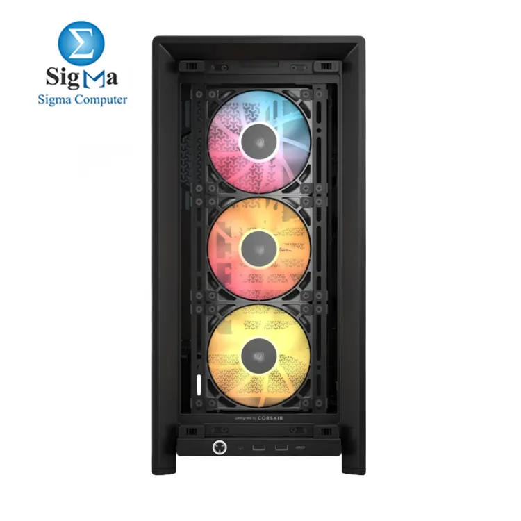 CORSAIR FRAME 4000D RS ARGB – Modular mid-tower case with 3x ARGB fans, 360mm radiator support, GPU anti-sag arm, and reverse connector motherboard compatibility.