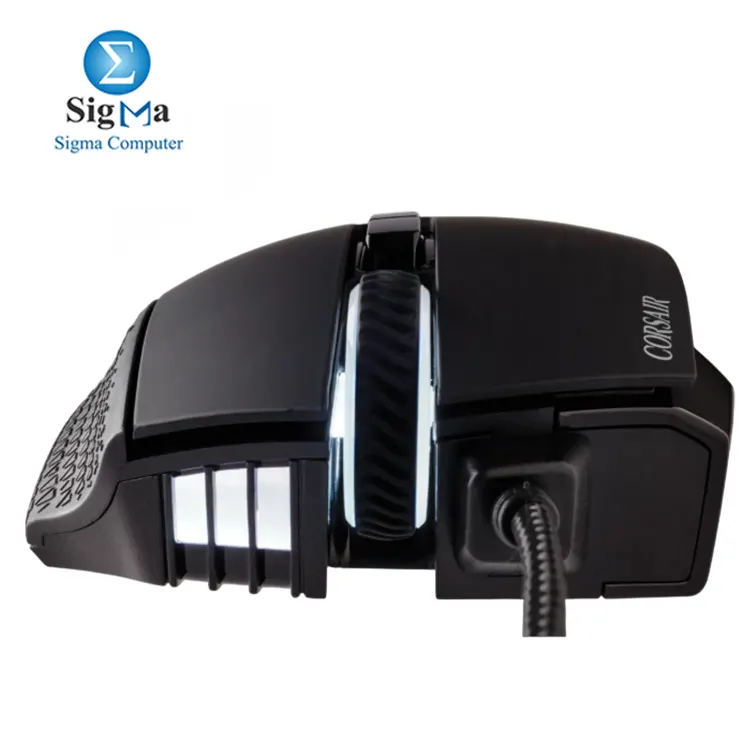 Corsair SCIMITAR RGB ELITE     MMO MOBA gaming mouse with 17 programmable buttons  18 000 DPI optical sensor  Key Slider     and 4-zone RGB lighting.