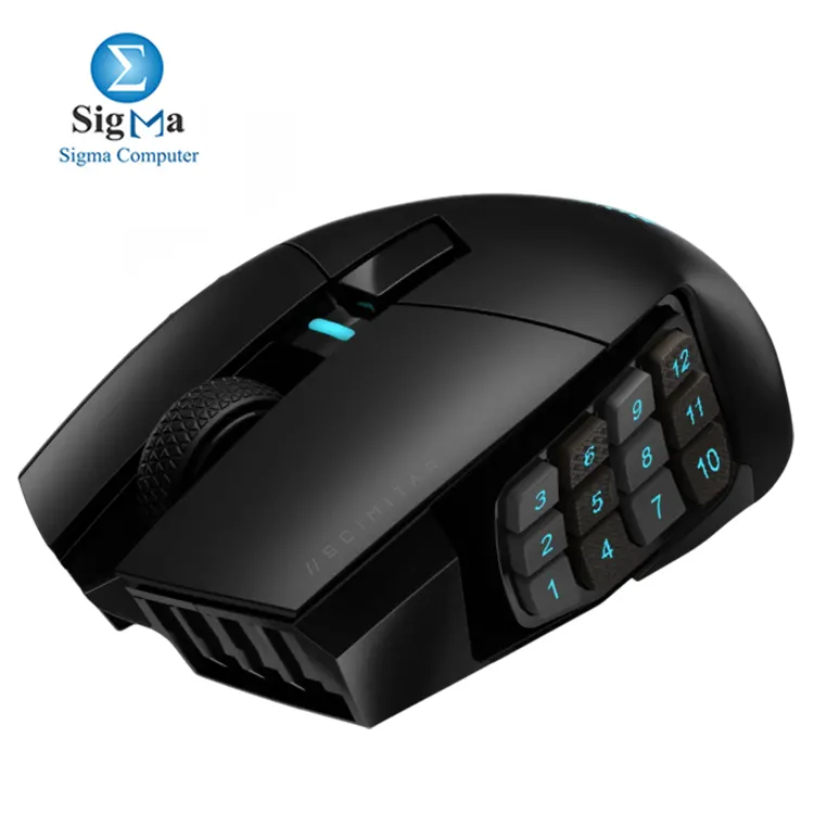 Corsair SCIMITAR ELITE WIRELESS     16 programmable buttons  adjustable 12-button side panel  optical sensor  palm grip  114g weight.