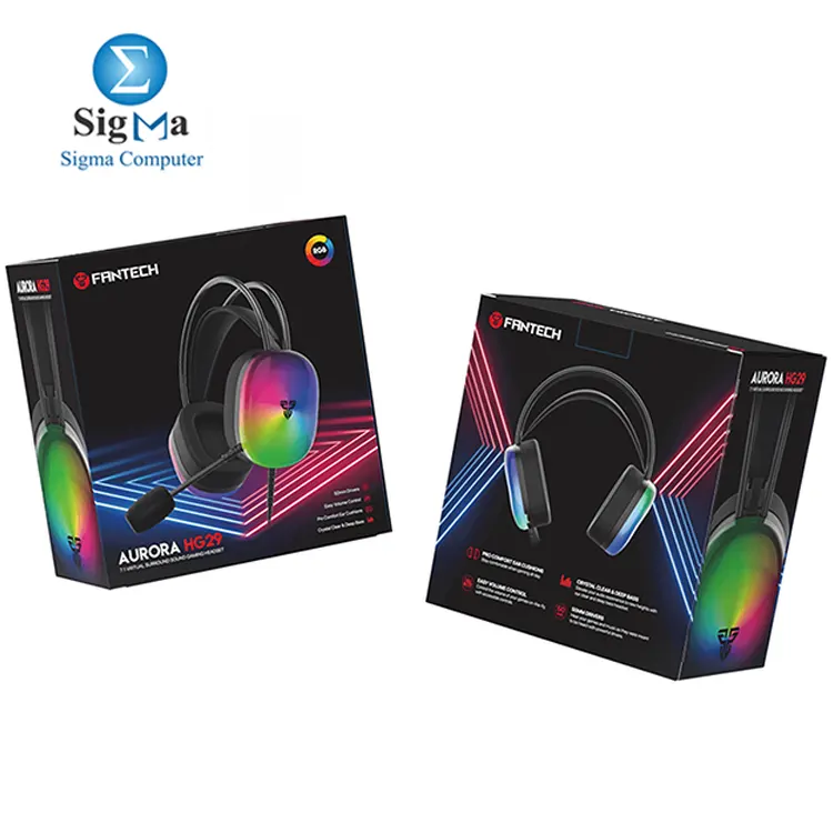 FANTECH AURORA HG29 RGB     50mm drivers  7.1 surround sound  omni mic  USB  2m cable.