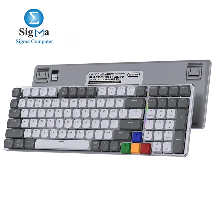 FANTECH MAXFIT AIR99 MK916 – 95% low profile wireless mechanical keyboard, 3 connection modes, aluminum frame, ARGB lighting.