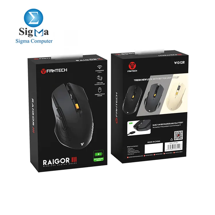 FANTECH RAIGOR III WG12R     Wireless rechargeable gaming mouse with 2000DPI  6 buttons  and 3 million clicks durability
