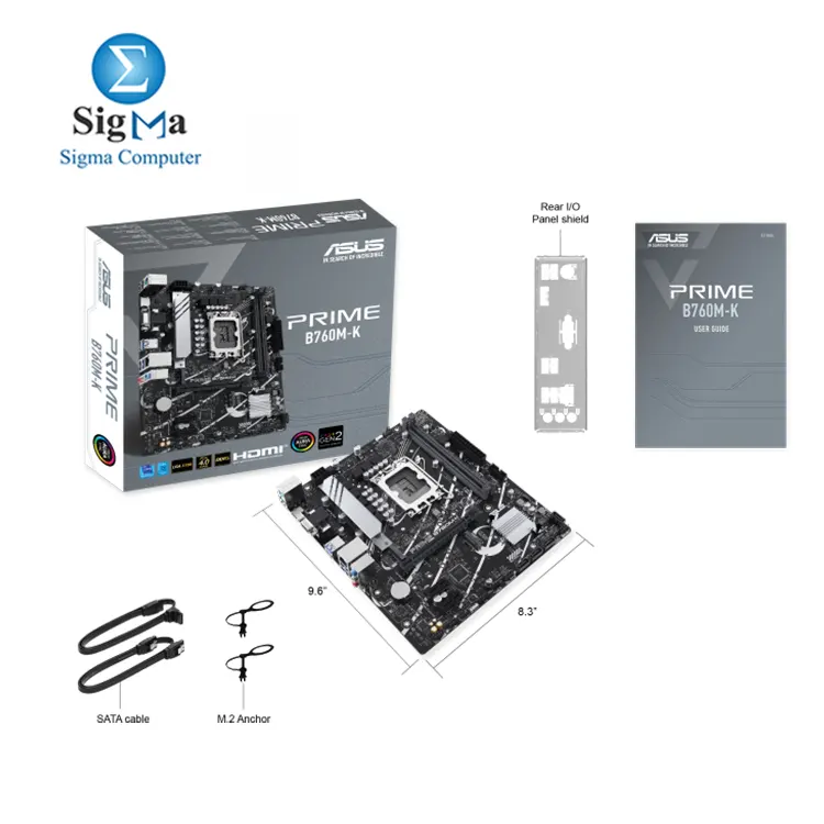 ASUS Prime B760M-K     Intel LGA1700 mATX motherboard with DDR5  PCIe 4.0  dual M.2  Realtek 2.5Gb LAN  HDMI VGA  USB 3.2 Gen 1  and Aura Sync RGB.