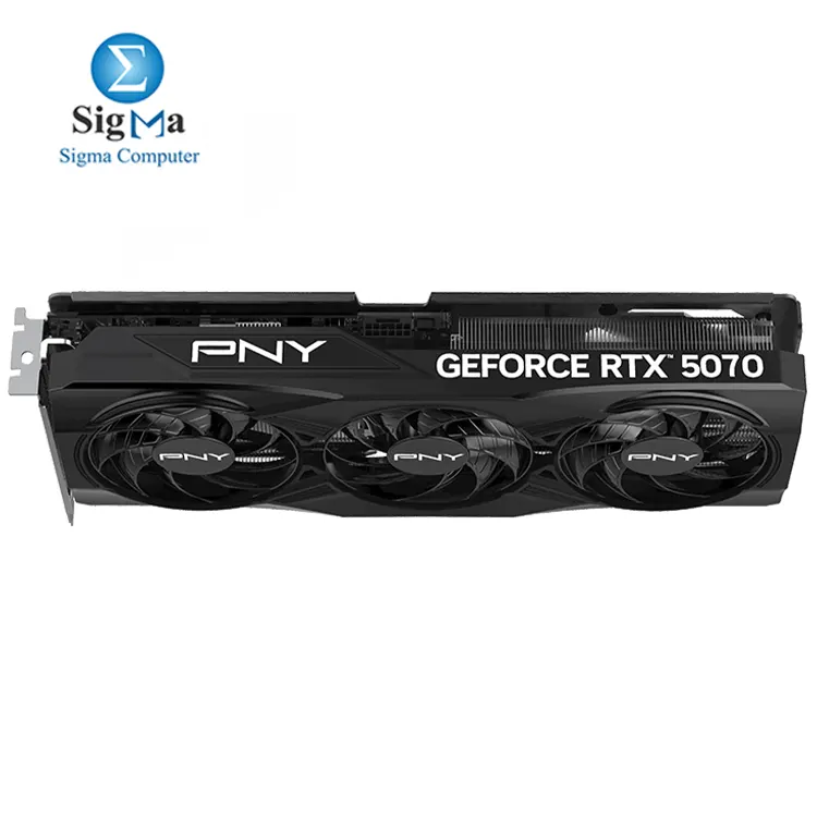PNY GeForce RTX 5070 OC Triple Fan – Blackwell, 12GB GDDR7, 6144 CUDA cores, 2.16GHz base clock, 250W TDP, 3x DP, 1x HDMI, dual 8-pin