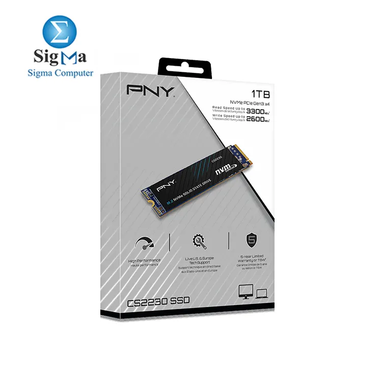 PNY CS2230 1TB M.2 NVMe SSD – PCIe Gen3 x4, up to 3,300 MB/s read, 2,600 MB/s write, 3D NAND, compact 2280 form factor