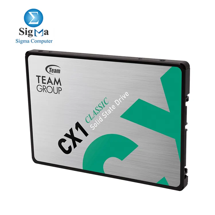 TeamGroup CX1 240GB SSD – SATA III, 520MB/s read, 430MB/s write, 80TBW, 2.5 form factor, shock-resistant, SLC caching, ECC support.