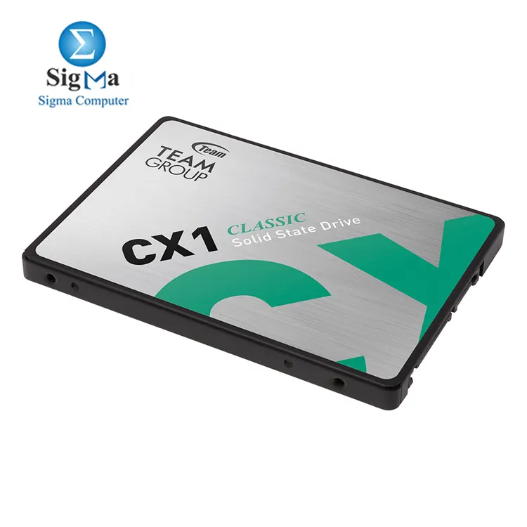 TeamGroup CX1 240GB SSD – SATA III, 520MB/s read, 430MB/s write, 80TBW, 2.5 form factor, shock-resistant, SLC caching, ECC support.