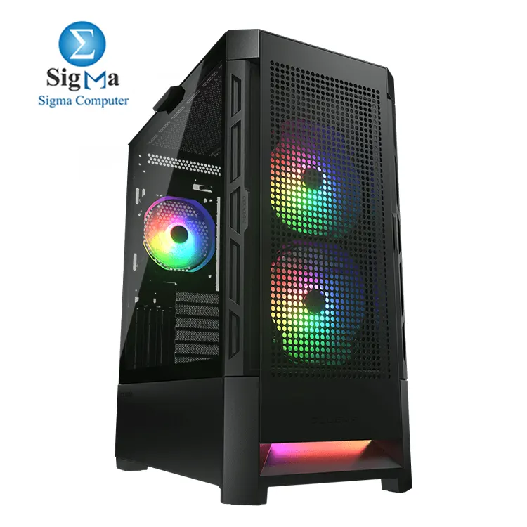 Cougar Airface RGB   STC 600W     Mid tower case with 3 ARGB fans  E-ATX support  330mm GPU clearance  and 600W PSU with 86  efficiency  Japanese capacitors  and full protection features.
