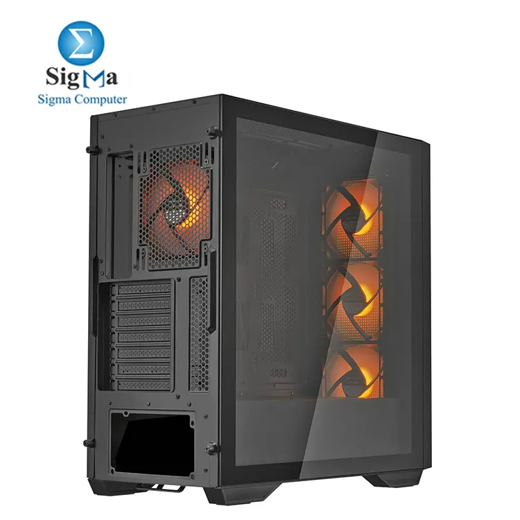 Cougar UNIFACE RGB Black     Mid Tower case with E-ATX support  400mm GPU clearance  4 pre-installed ARGB fans  USB-C  tempered glass  and 420mm radiator support.