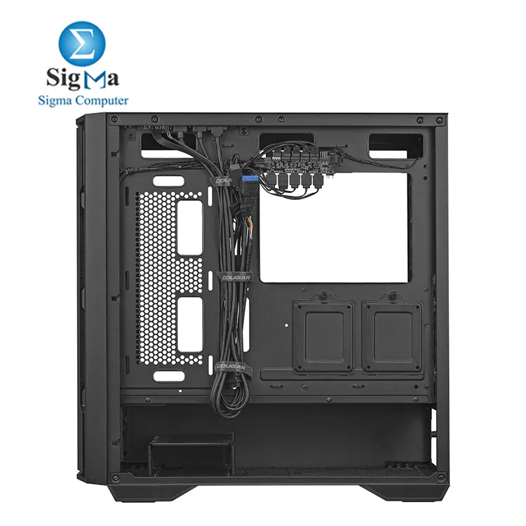 Cougar UNIFACE RGB Black     Mid Tower case with E-ATX support  400mm GPU clearance  4 pre-installed ARGB fans  USB-C  tempered glass  and 420mm radiator support.