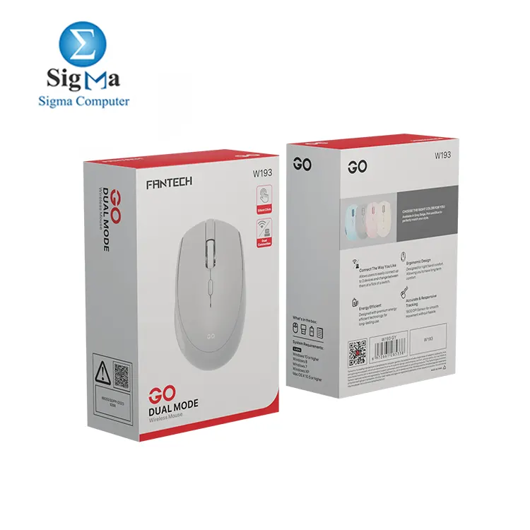 FANTECH Go W193 Gray     Wireless optical mouse  800   1600 DPI  4 buttons  10m range  59.2g  1xAA battery  Windows macOS compatible