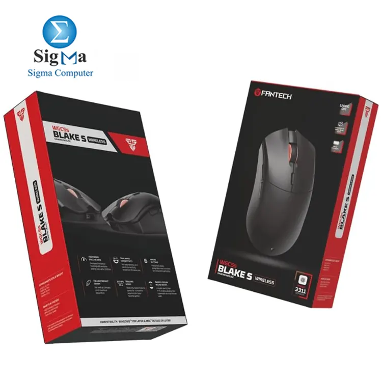 FANTECH WGC5S Blake S Wireless     Pixart 3311 sensor  12000 DPI  6 buttons  Huano switches  wireless wired  300mAh battery  70g