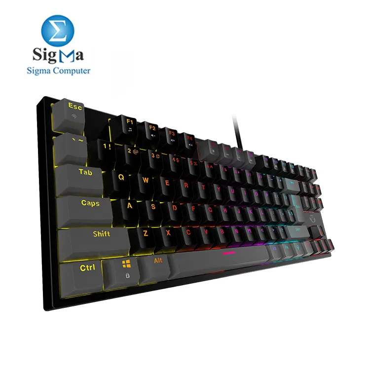 FANTECH ATOM MK876     TKL mechanical keyboard with 87 keys  blue red switches  25-key anti-ghosting  double injection keycaps  and 13 RGB lighting modes.