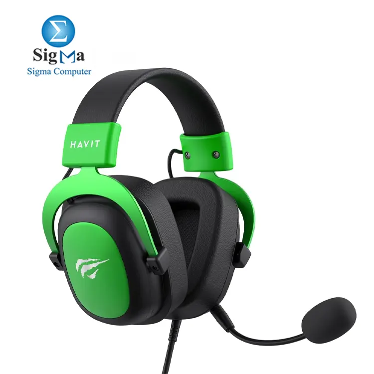 HAVIT HV-H2002d Black And Green 53mm drivers 3.5mm jack 64 impedance 110dB sensitivity built-in mic compatible with PC consoles and mobiles